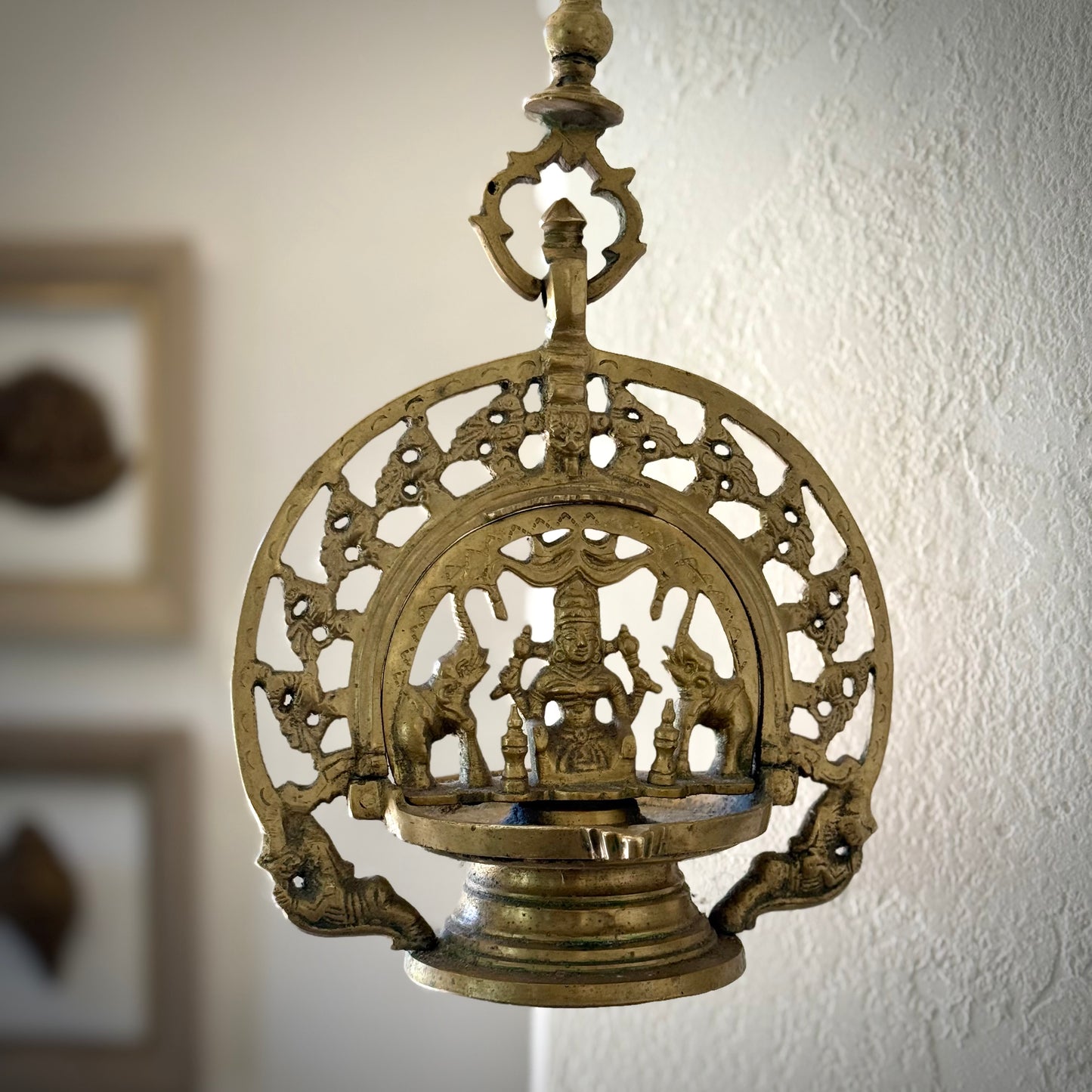 Vintage Gajalakshmi Hanging Oil Lamp