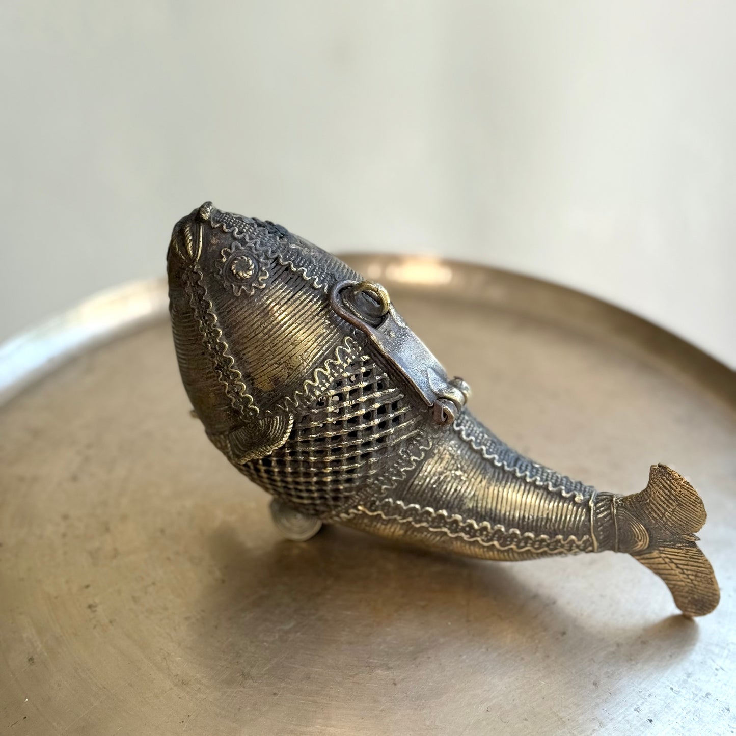 Vintage Dokra Fish-Shaped Box