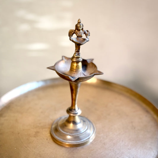 Brass Diya with Pavaai Vilakku on Top