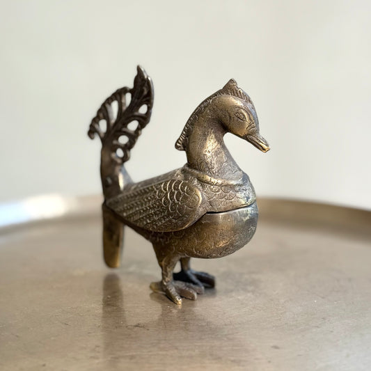 Vintage Brass Peacock Box