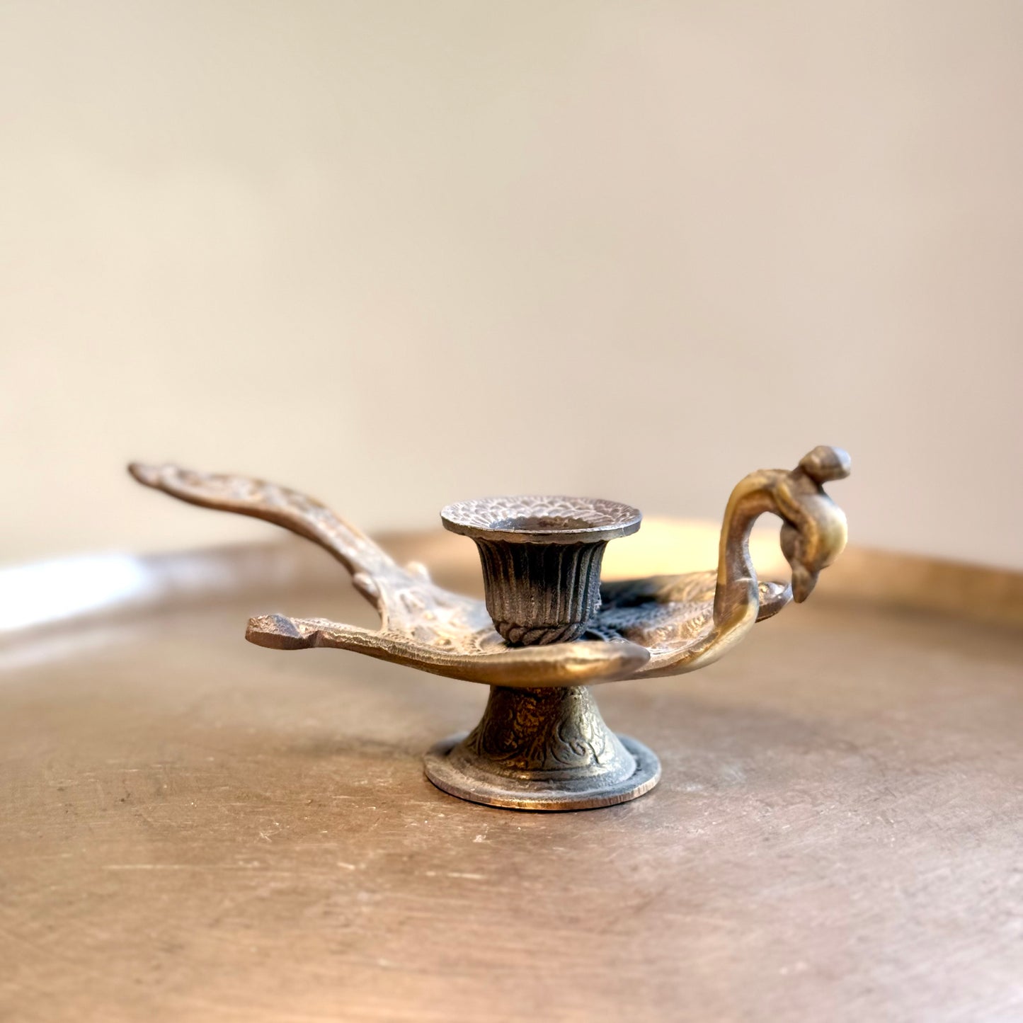 Vintage Brass Peacock Candle Holders – Pair