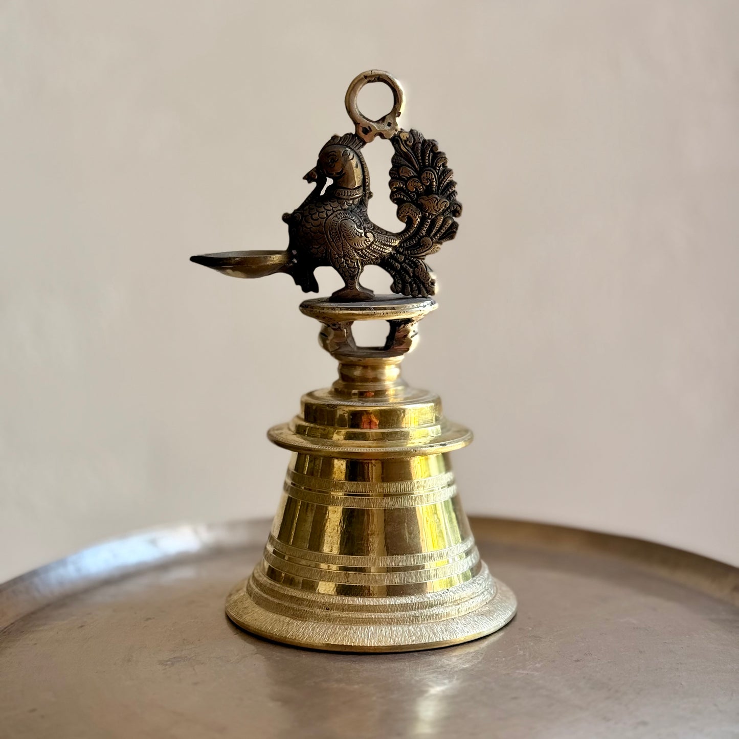 Majestic Mayil Brass Statement Bell & Ritual Oil Lamp
