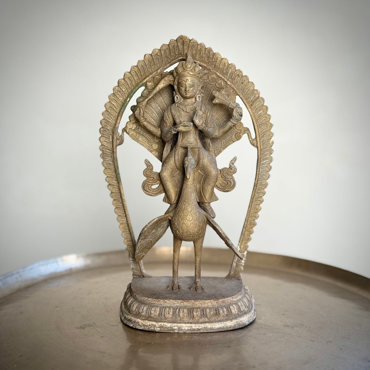 Vintage Bronze Murugan on Peacock