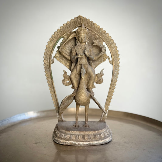 Vintage Bronze Murugan on Peacock