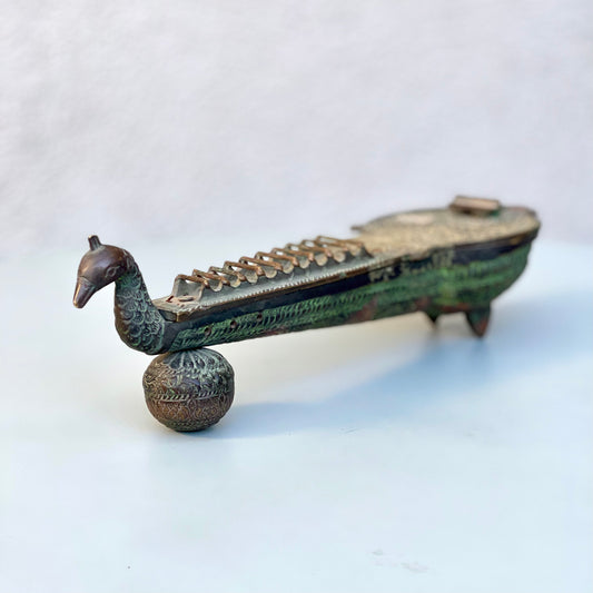 Brass Peacock Veena Box