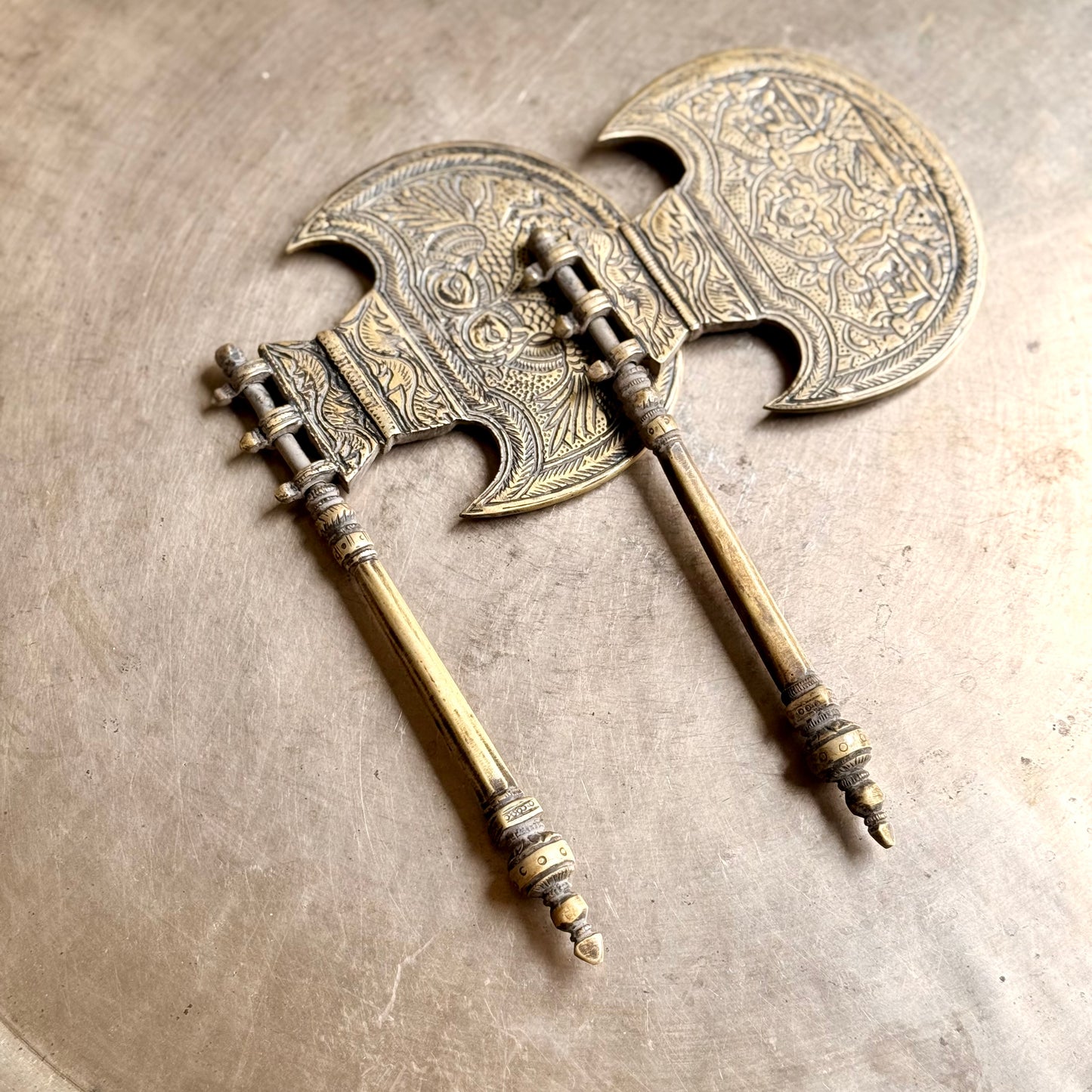 Hand-Engraved Brass Haat Pakha (Ceremonial Hand Fan)