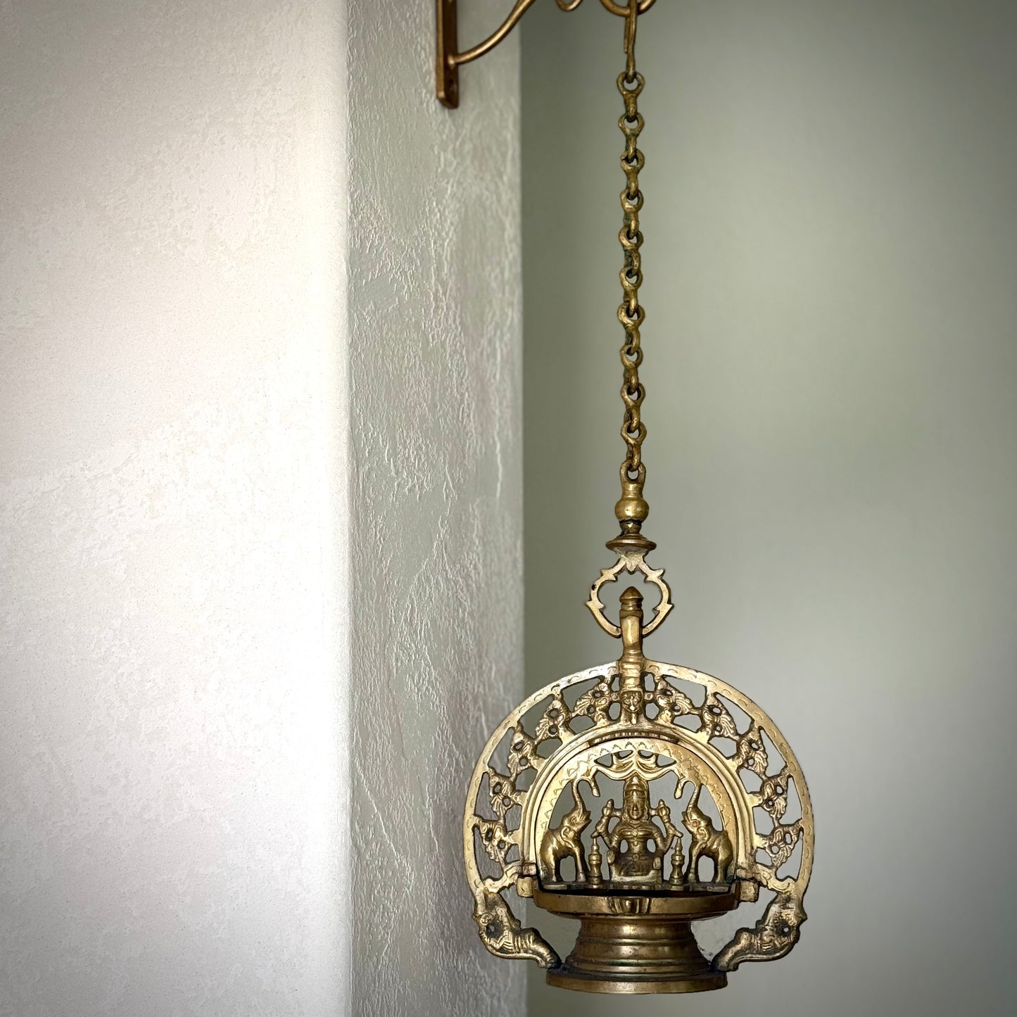 Vintage Gajalakshmi Hanging Oil Lamp