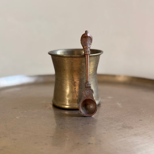 Vintage Panchamrita Set – Brass Cup with Handcrafted Ritual Spoon