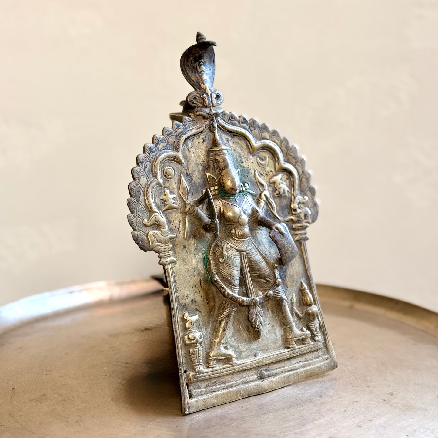 Antique Veerabhadra Brass Plaque – (19th Century)