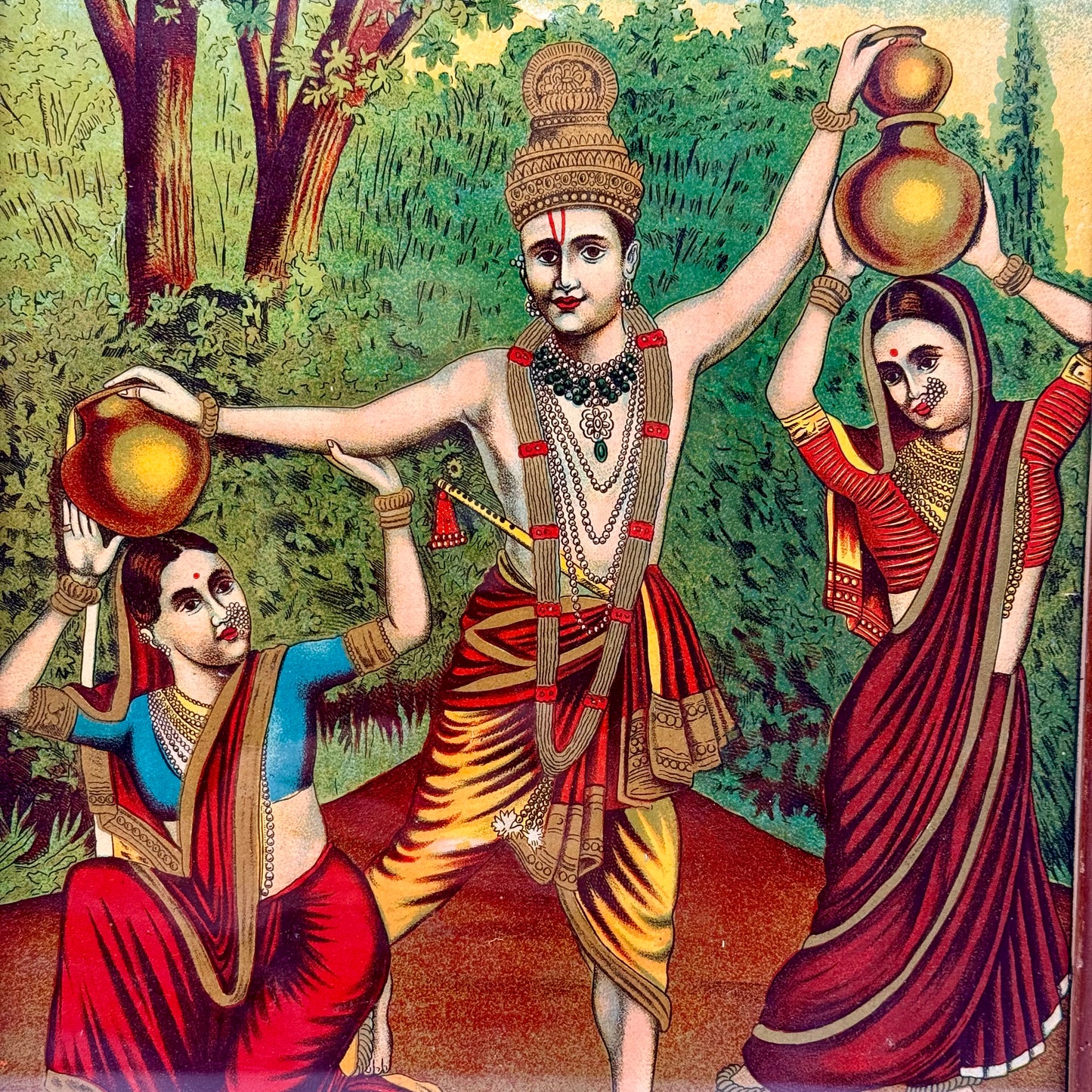 ‘Krishna and Gopika’ Raja Ravi Varma Lithograph Print