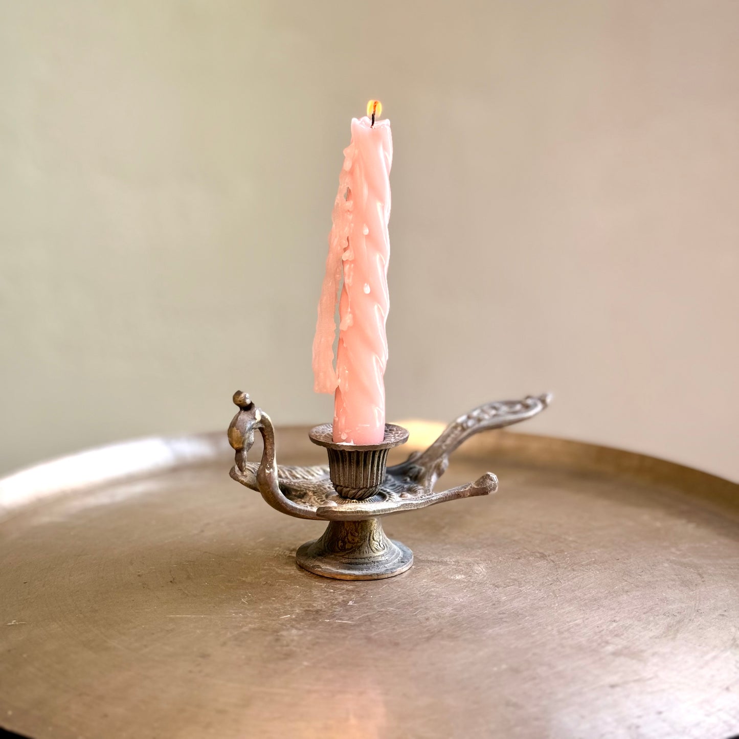 Vintage Brass Peacock Candle Holders – Pair