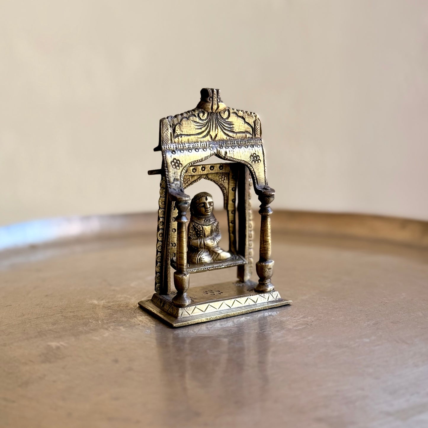 Antique Chaitra Gaur Bronze Miniature on Moving Swing