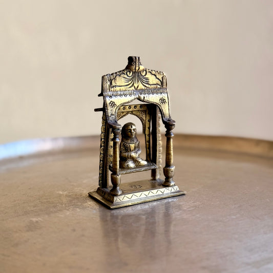 Antique Chaitra Gaur Bronze Miniature on Moving Swing