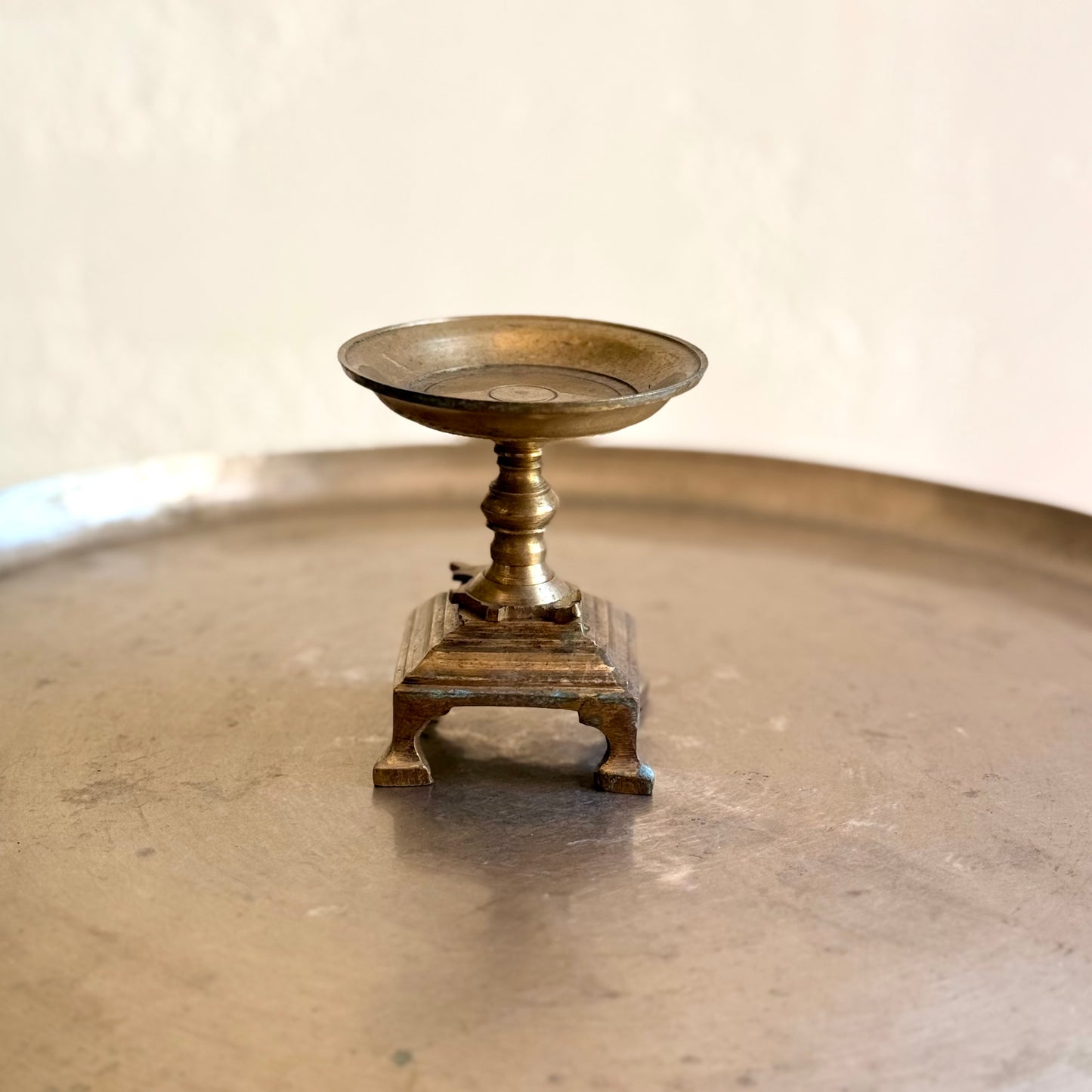 Vintage Miniature Brass Tortoise Pedestal Stand