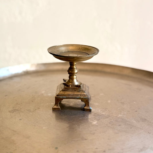Vintage Miniature Brass Tortoise Pedestal Stand