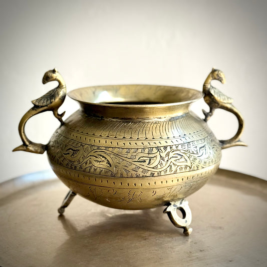 Vintage Hand-Carved Brass Pot
