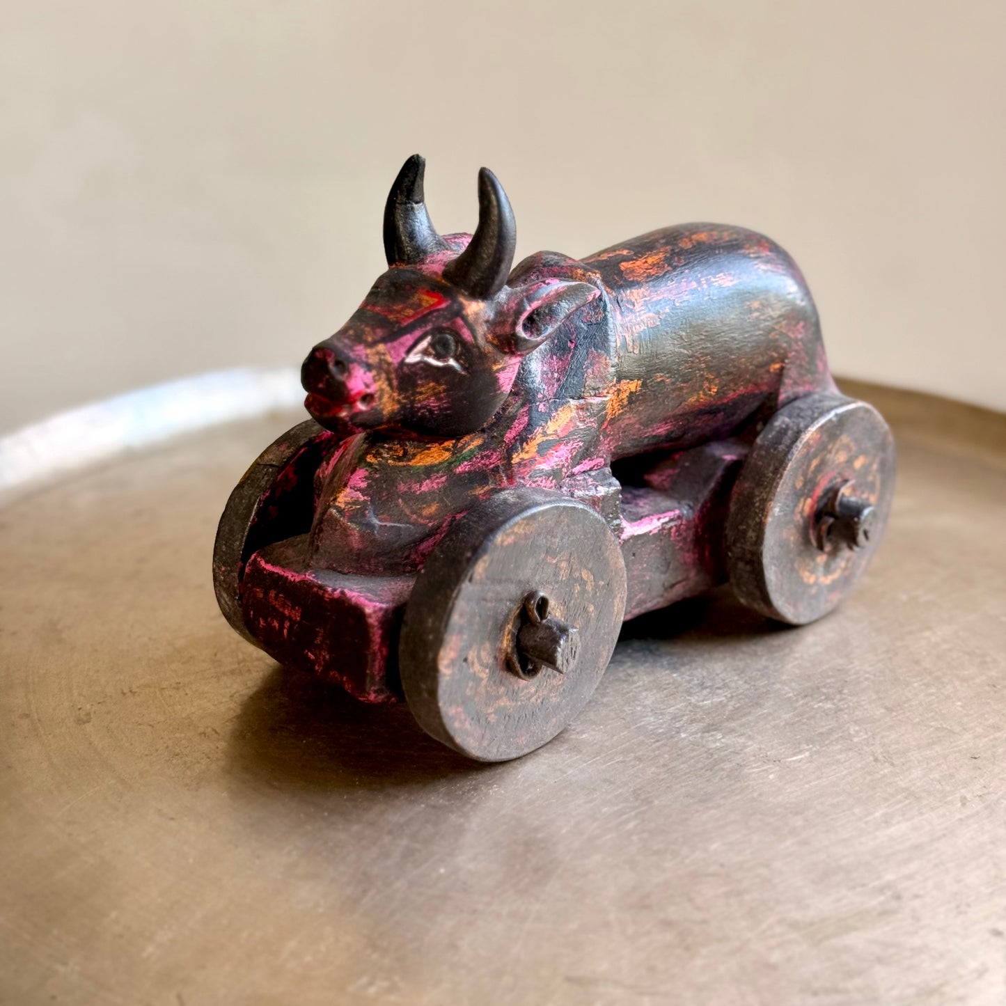Vintage Wooden Nandi on Wheels
Gujarat, India