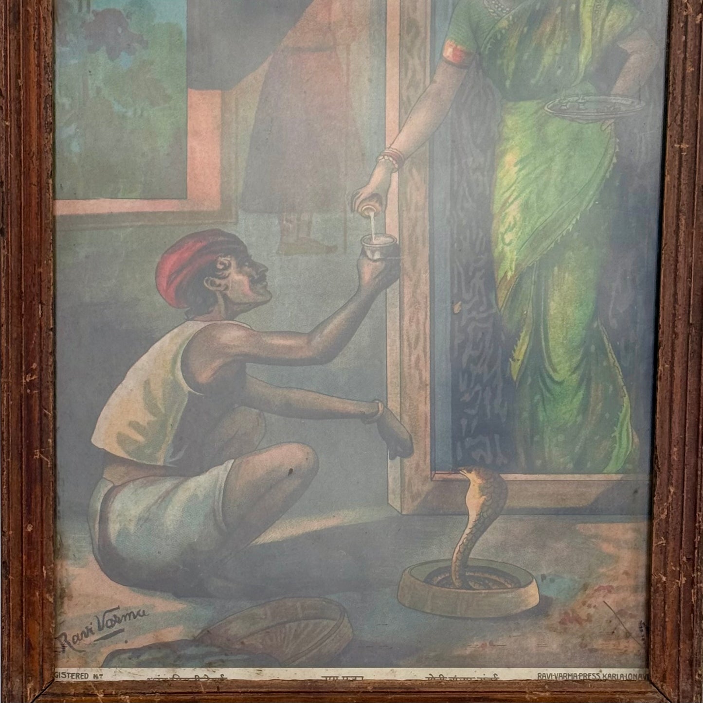‘Naag Pujan’ Raja Ravi Varma Lithograph Print