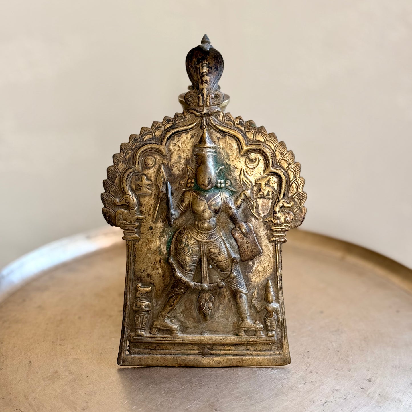 Antique Veerabhadra Brass Plaque – (19th Century)