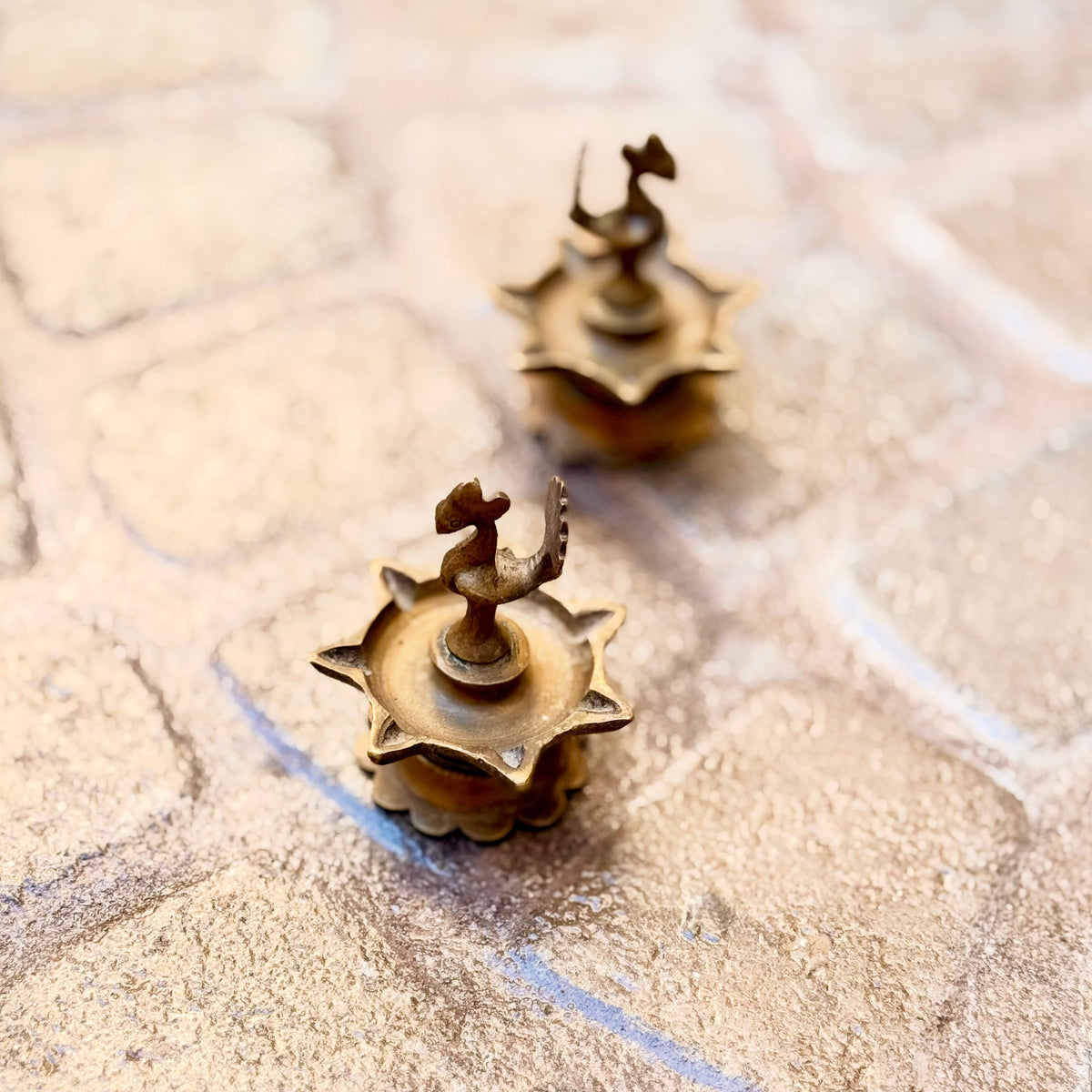 Pair of Vintage Peacock Diyas