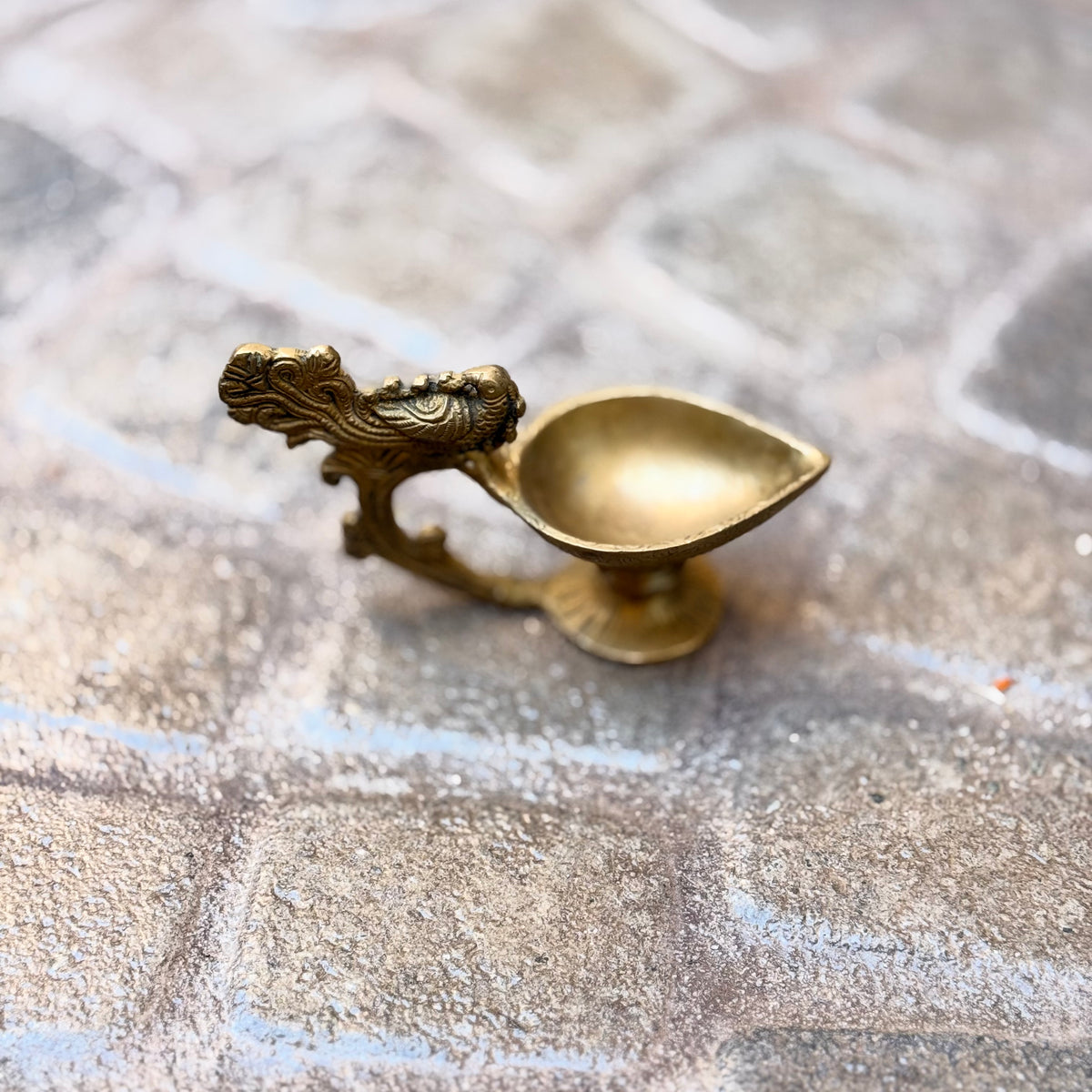 Brass Peacock Oil Lamp