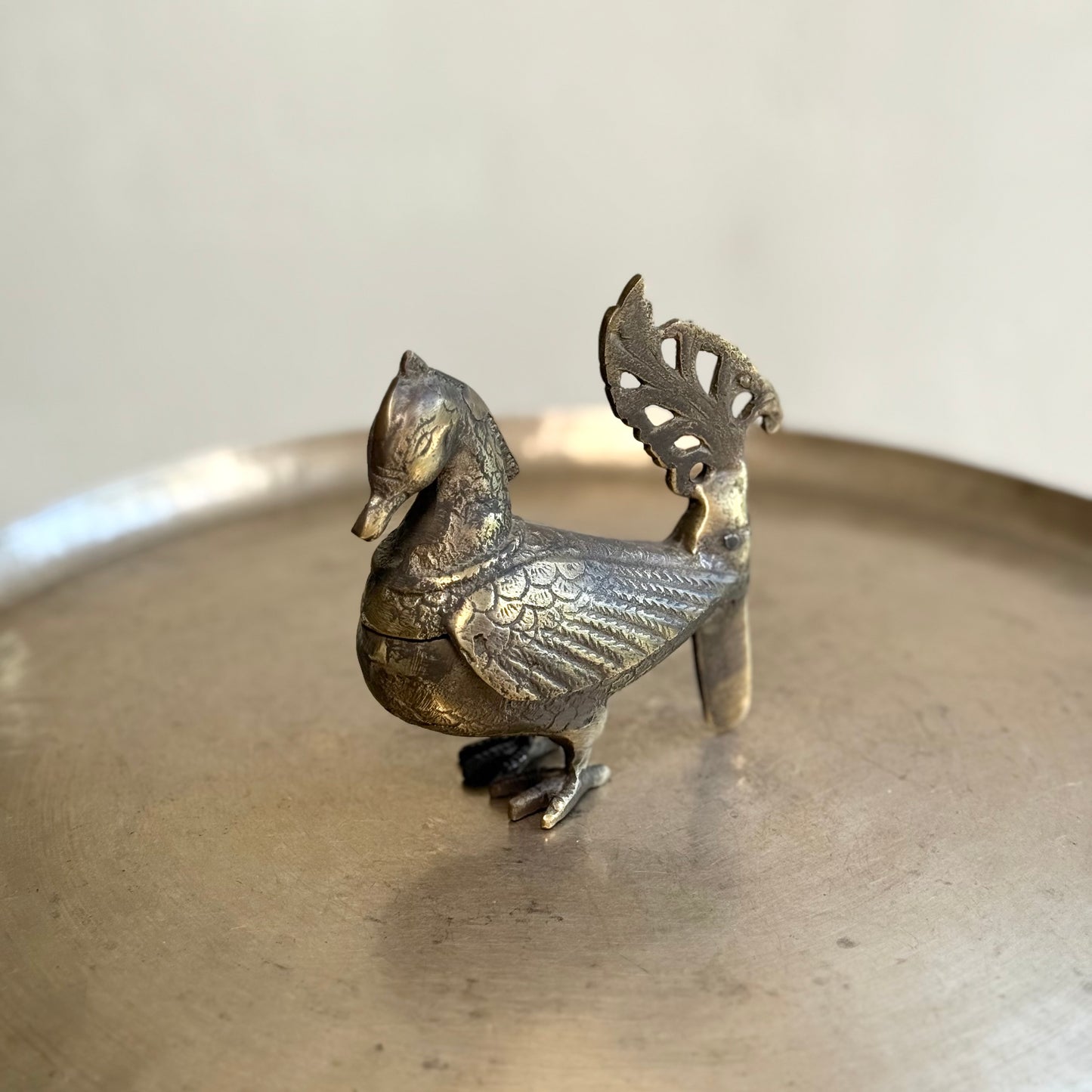 Vintage Brass Peacock Box