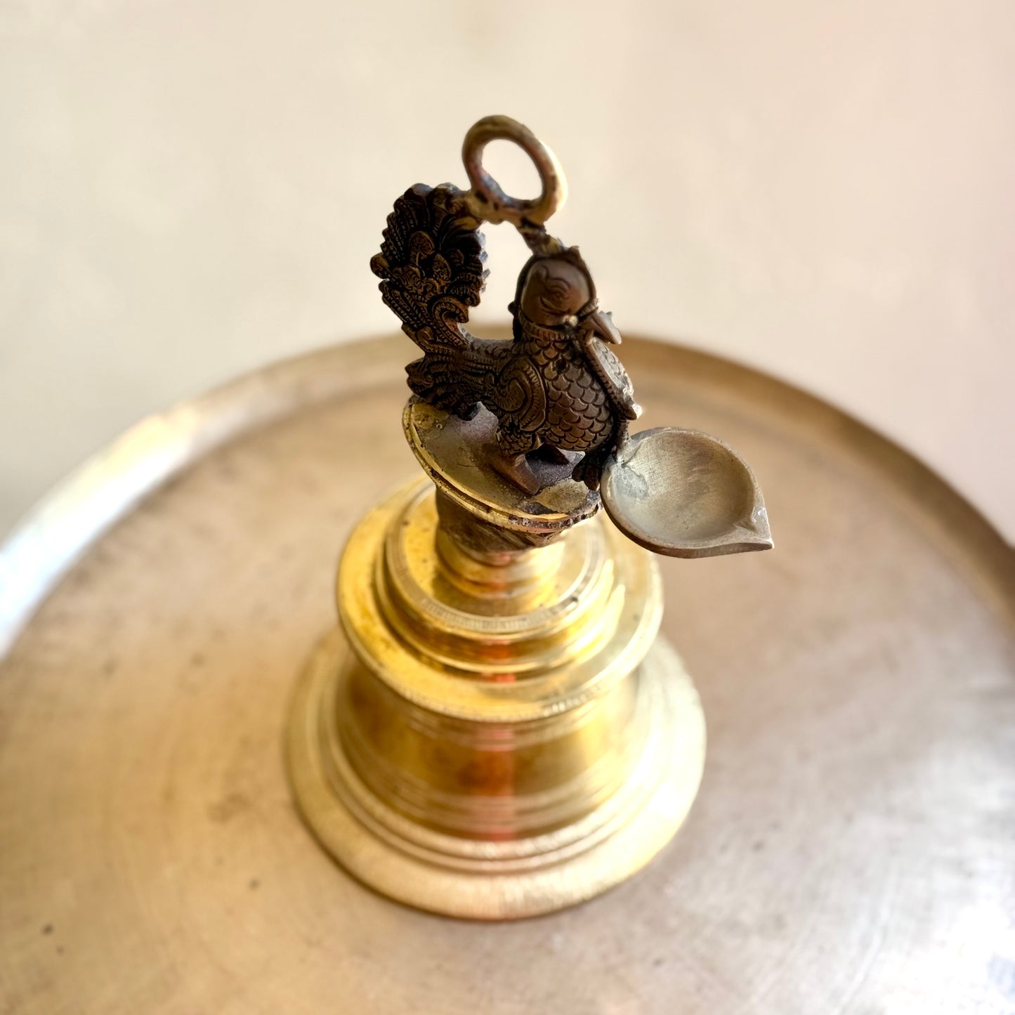 Majestic Mayil Brass Statement Bell & Ritual Oil Lamp
