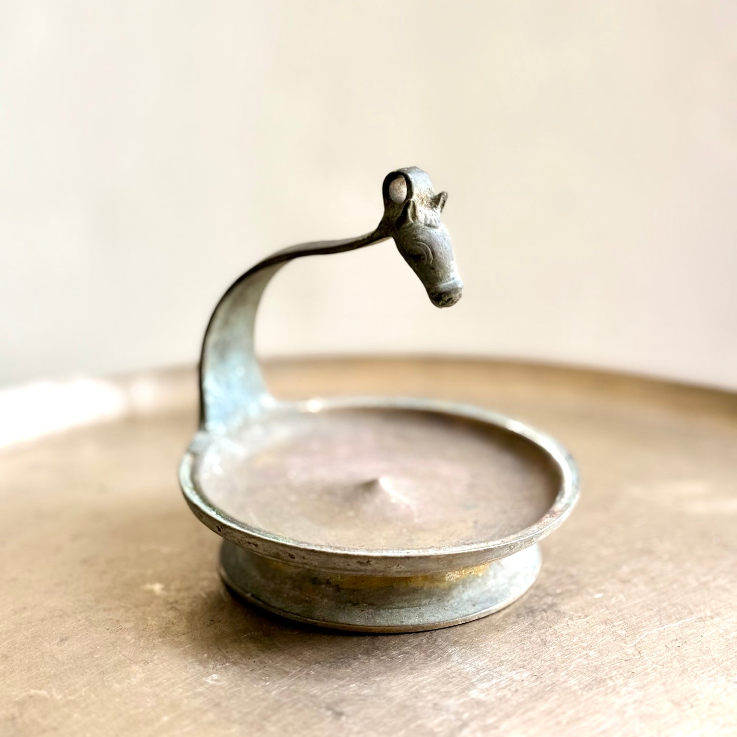 Antique Bronze Kuthira Vilakku - Kerala (Mid 20th Century)