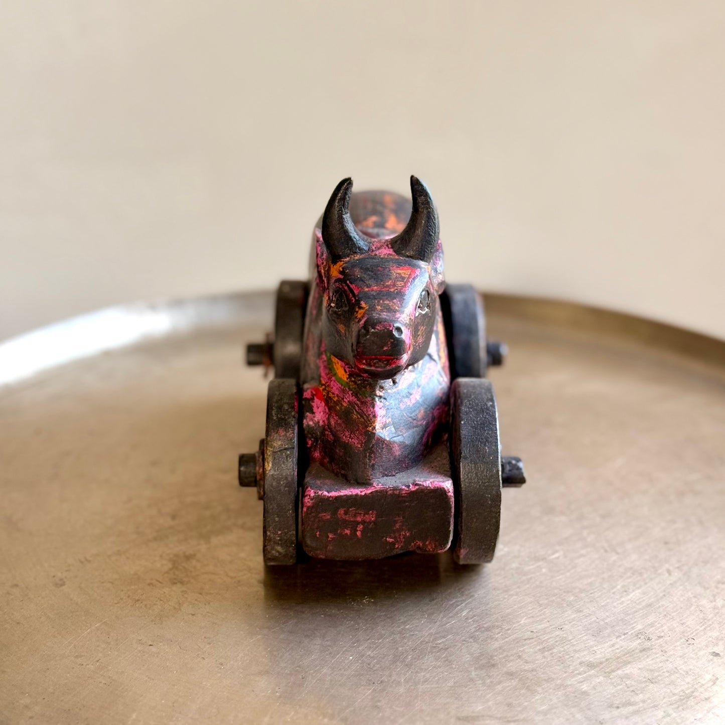 Vintage Wooden Nandi on Wheels
Gujarat, India