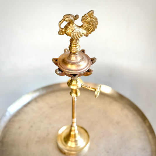 Vintage Key Lamp With Peacock Finial - A Rare Find