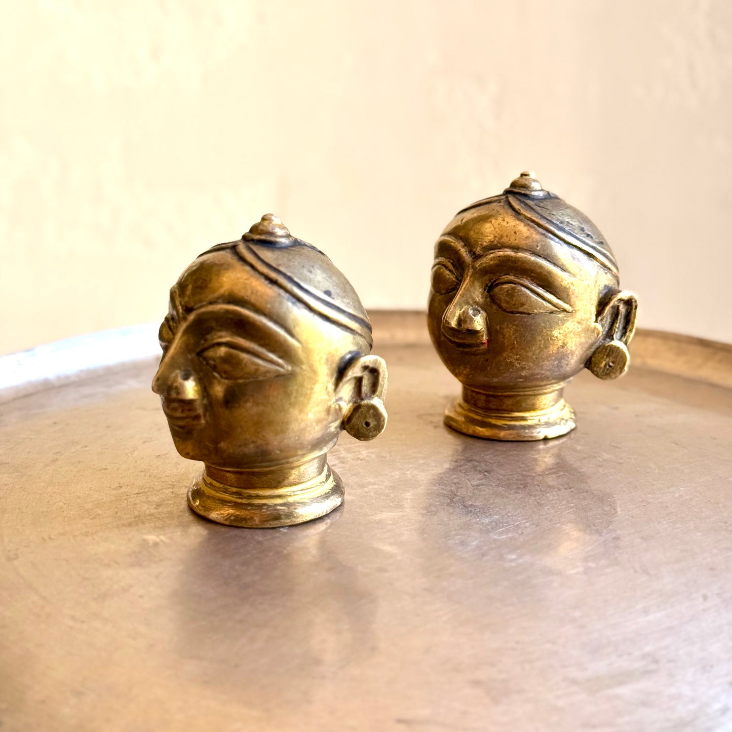 Rare Paired Gauri Mukha – Jyeshtha & Kanishtha, Maharastra (Early 20th Century)