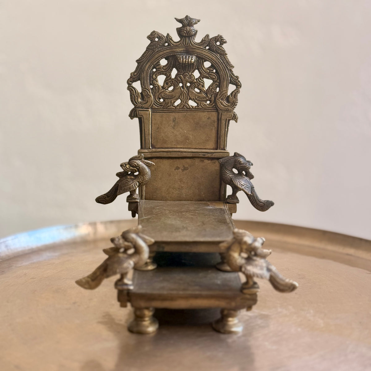Rare Vintage Brass Singhashan