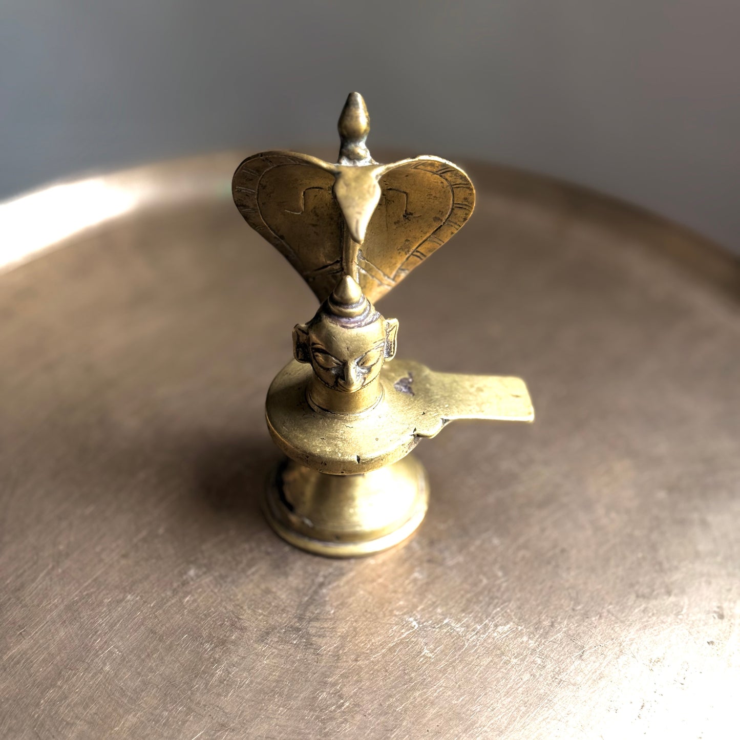 Rare 19th-Century Brass Mukhalinga with Vasuki