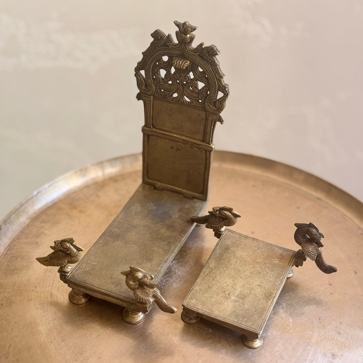 Rare Vintage Brass Singhashan