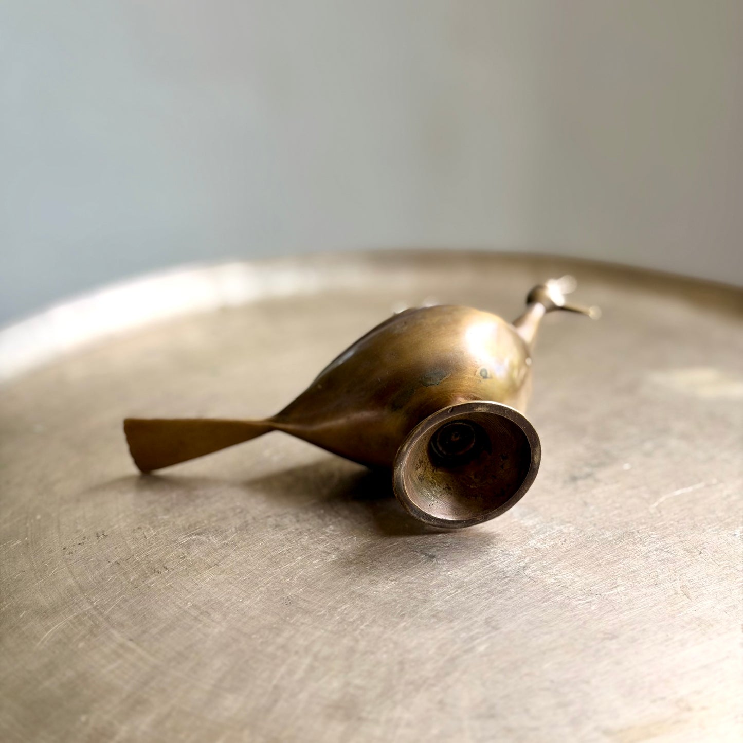 Rare Hand-Cast Bronze Killi Kerosene Lamp - Kerala (Early 20th Century)