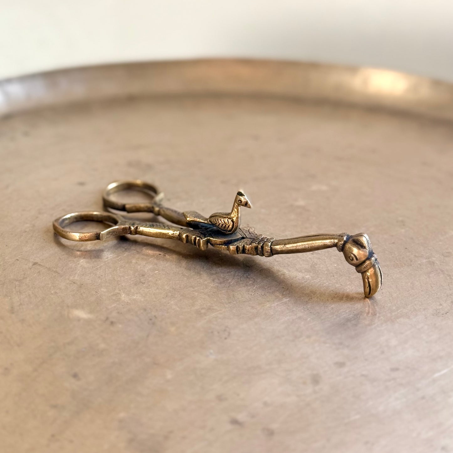 Vintage Brass Candle Snuffer (Scissor Style with Bird Motif)
