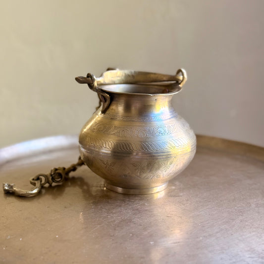 Vintage Brass Hanging Pot