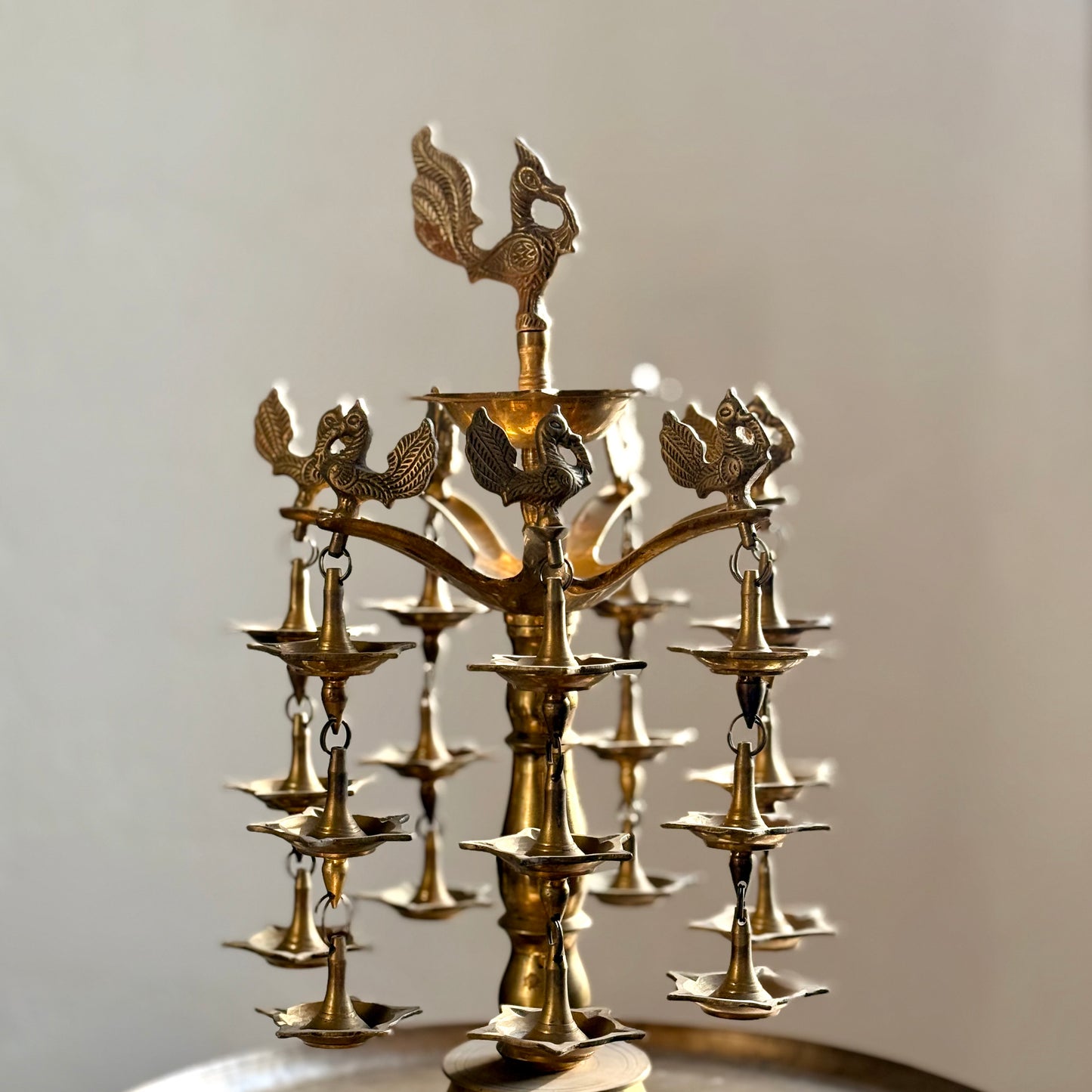 Vintage Brass Peacock Multi Layered Vilakku
