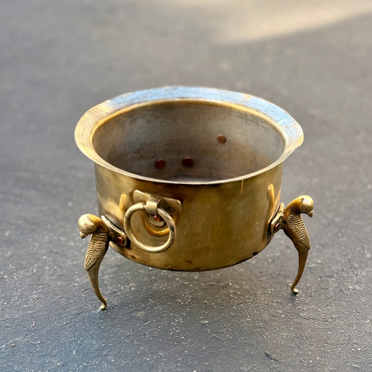 Antique Brass Parrot-Legged Vessel