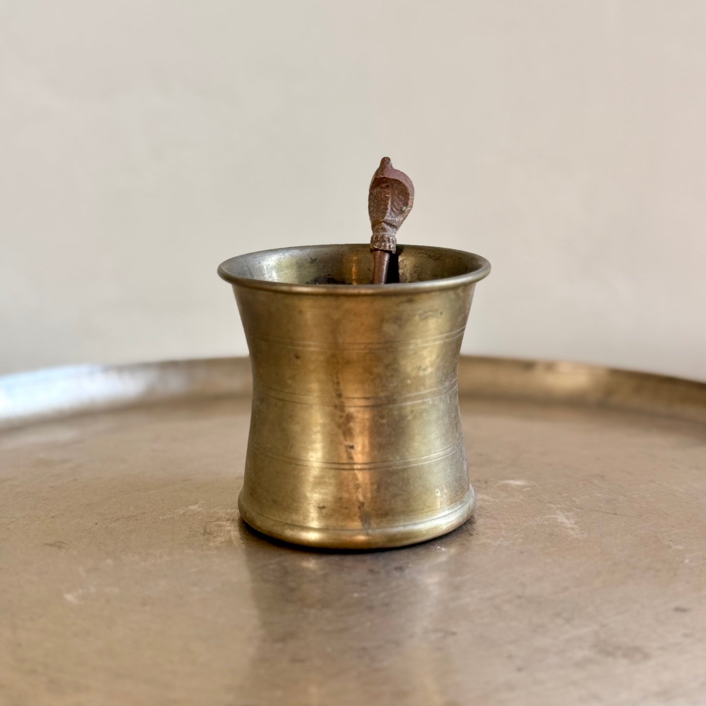 Vintage Panchamrita Set – Brass Cup with Handcrafted Ritual Spoon