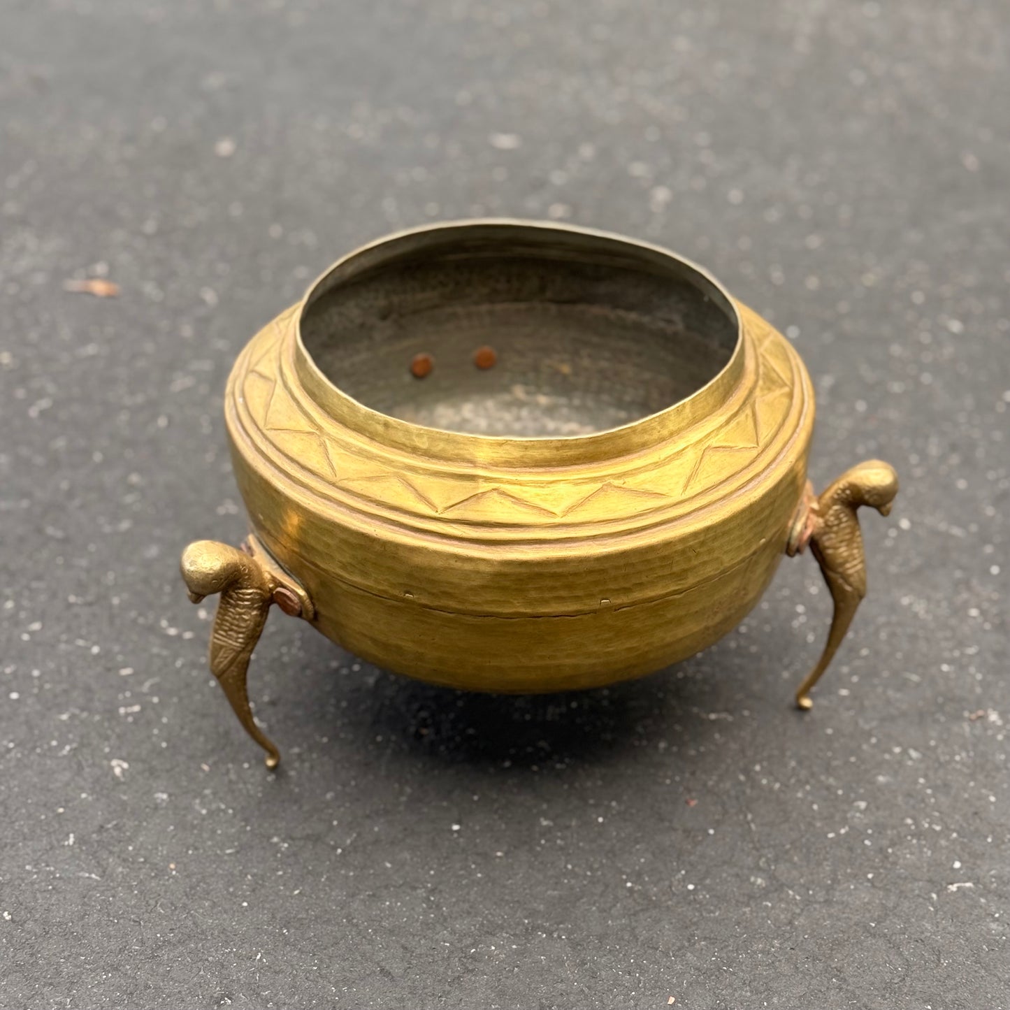 Antique Brass Footed Planter
