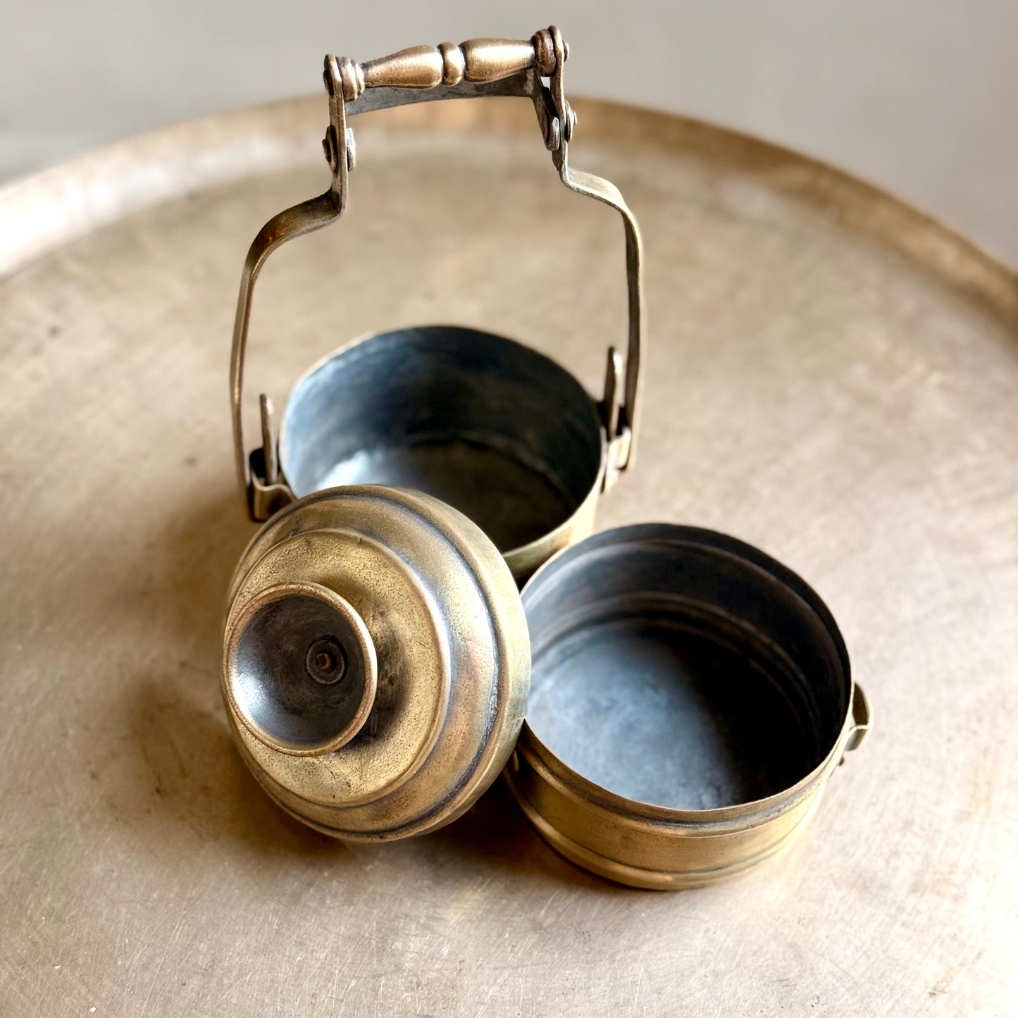 Vintage Brass Mini Tiffin Box – Rare Collectible