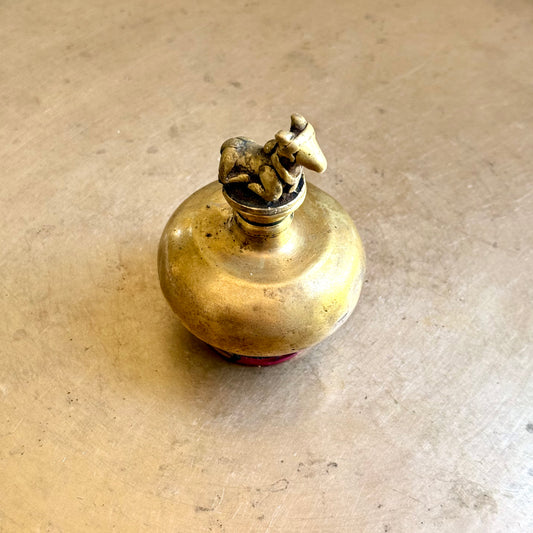 Rare Miniature Holy Water Pot with Nandi Finial - Tamil Nadu (Early 20th Century)