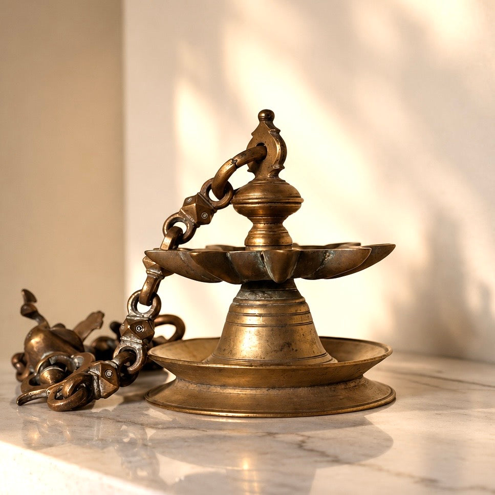 Extremely Rare Nine-Wick Hanging Lamp | South India
