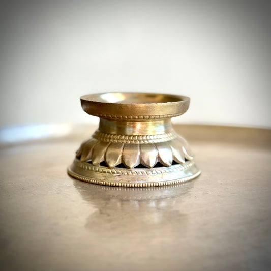 Vintage Brass Lotus Base Pedestal
