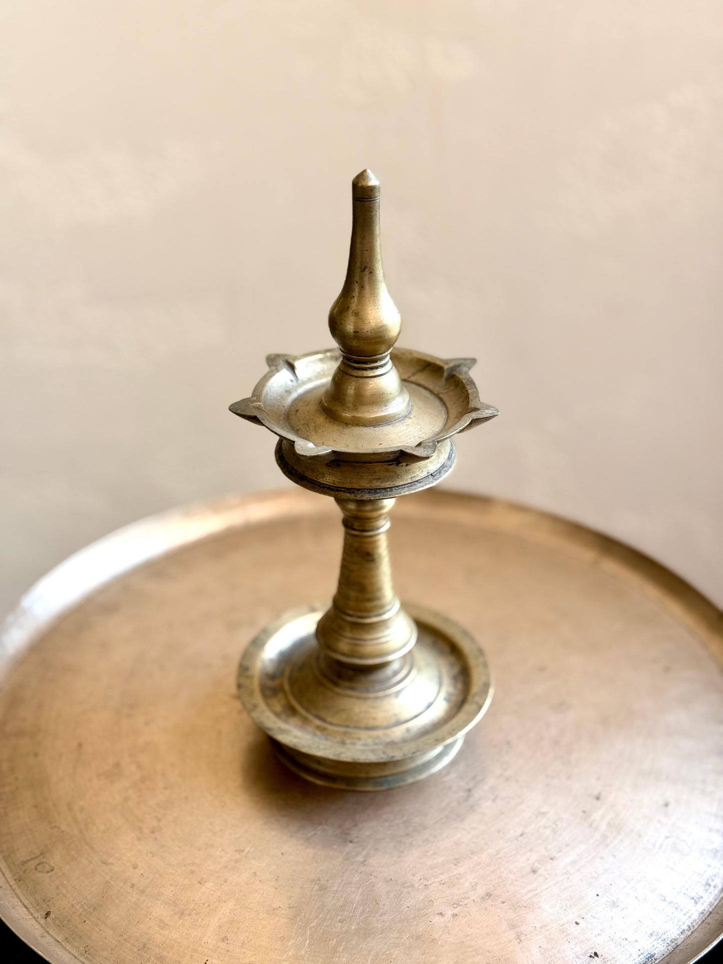 Antique Nilavilakku with Seven Wicks – Traditional Kerala Temple Oil Lamp