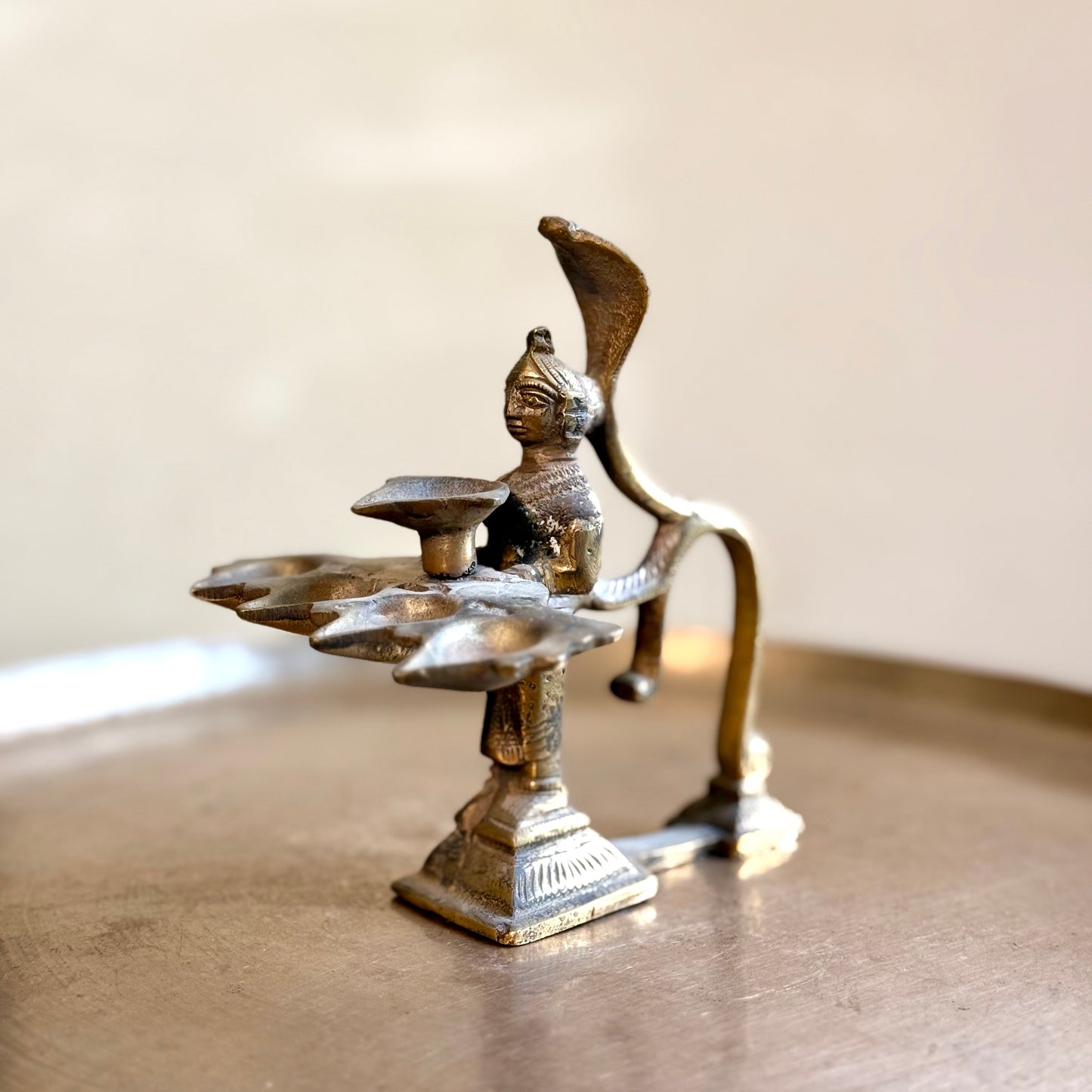 Naag Kanya 5-Wick Brass Aarti Lamp