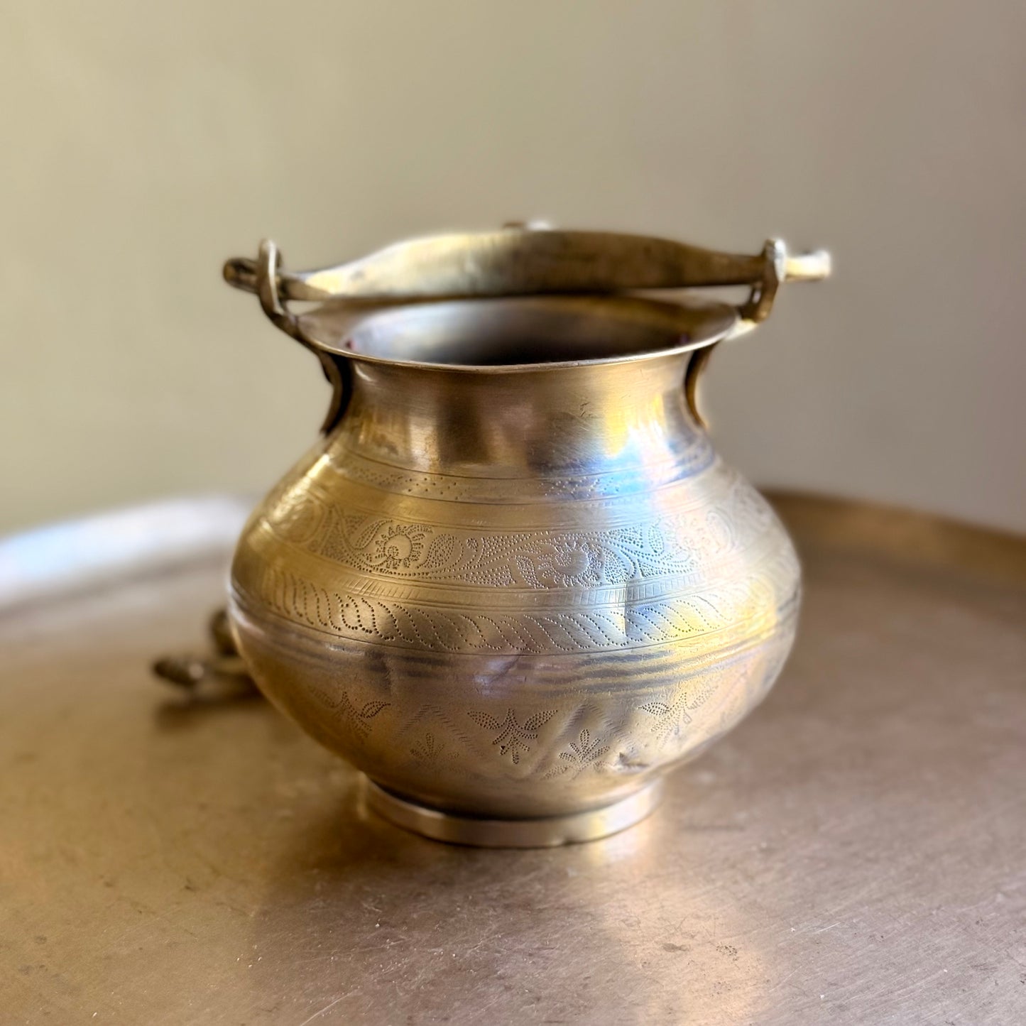Vintage Brass Hanging Pot