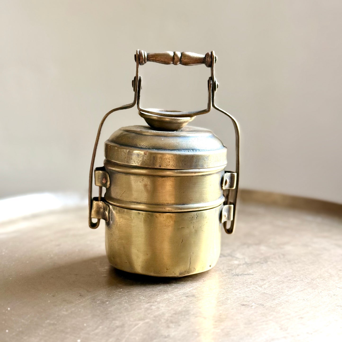 Vintage Brass Mini Tiffin Box – Rare Collectible