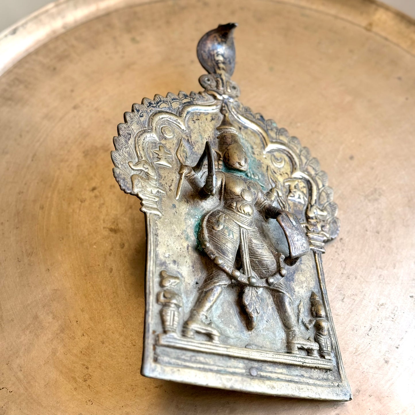 Antique Veerabhadra Brass Plaque – (19th Century)